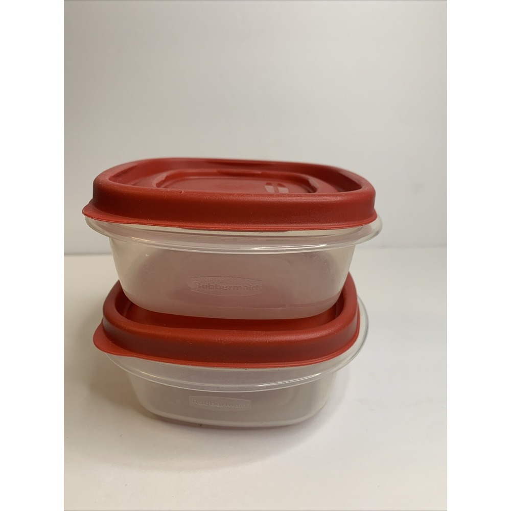 Rubbermaid ‎ Lot Of Two Storage Container Easy To Find Red Lid 1.25 cups